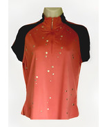 Vintage Jamie Sadock Short Sleeve Coral /Black Silver Button Embellishme... - $23.30 CAD