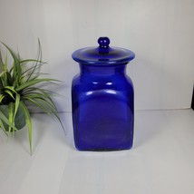 Vintage Cobalt Blue Glass Biscuit Cookie Jar Canister w/Lid - £34.75 GBP