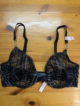 Victoria's Secret Nwt Very Sexy Black Gold &amp; Silver Low Cut Unlined Demi... - $15.84