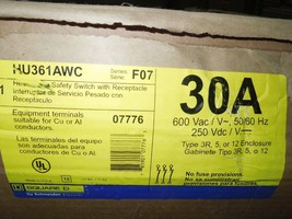 Sq D HU361AWC Heavy Duty Safety Switch 30A 3P 600V 3R 5 12 w/ Receptacle... - $1,500.00