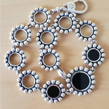 Lagos Sterling Silver Maya Black Onyx Circle Link Caviar Bracelet SMALL - £355.66 GBP