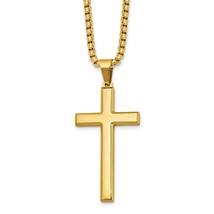 Men&#39;s Chisel Stainless Steel Polished Yellow IP-plated Cross Pendant on ... - $75.00