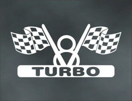 V8 Race Flags TURBO engine decal for turo charged race or tuner car - £7.78 GBP