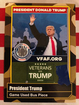 President Donald Trump GAME USED BUS PIECE on military superhero card - Veterans - £7.98 GBP