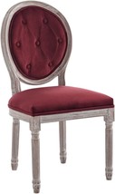 Modway Arise French Vintage Performance Velvet Dining Chair In Natural Maroon - £154.02 GBP