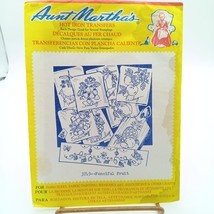 Vintage Aunt Martha&#39;s Hot Iron Transfers 3749 Fanciful Fruit, Used but Complete  - £11.34 GBP