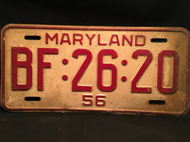 Old Vtg Antique Collectible 1956 (BF:26:20) Maryland License Plate - £39.58 GBP