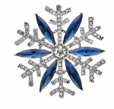 Stunning Diamonte Silver Plated Christmas Elegant Snow Flake Brooch Cake Pin B48 - £12.56 GBP