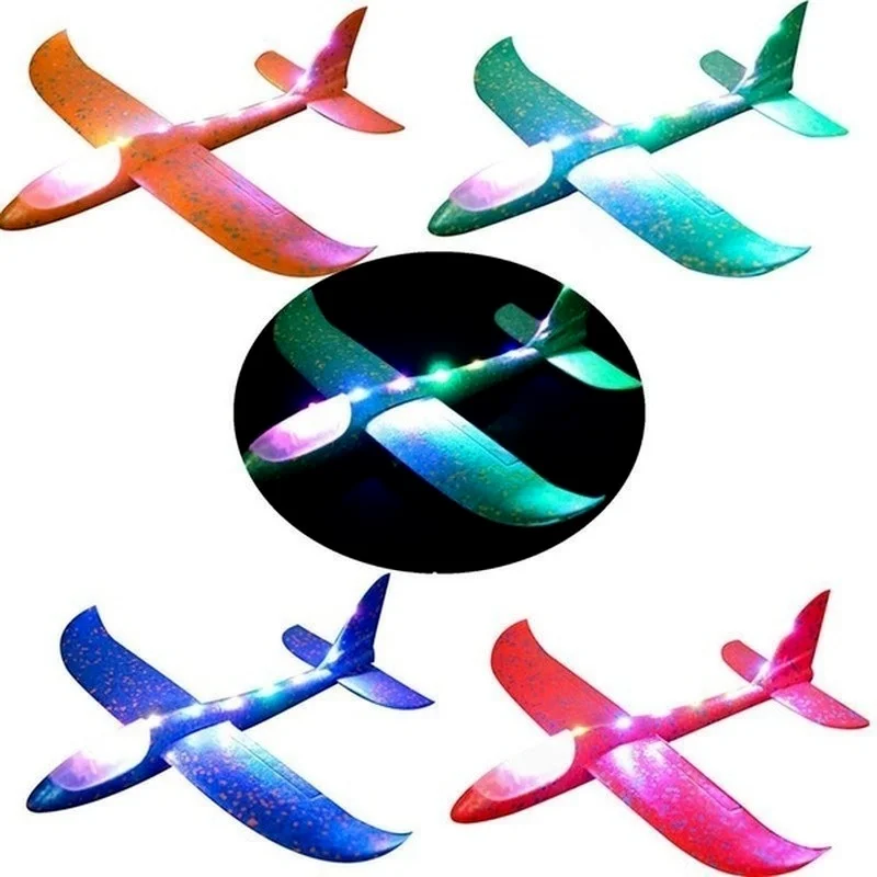 Game Fun Play Toys LED Light Airplane 48cm Throwing Foam Plane Glider Plane Flyi - $29.00