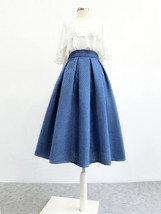 Women Winter Midi Pleated Party Skirt Champagne Woolen Pleated Skirt Plus Size  image 8