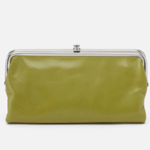HOBO LAUREN CLUTCH LEATHER WALLET Dark Citron,  Green Luxury Leather, NWT - $158.02