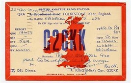QSL Card G2CKK Folkestone Kent England 1956 - $13.86