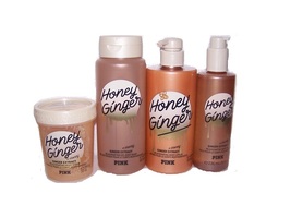 Victoria's Secret PINK Honey Ginger 4 Piece Set - Scrub, Oil, Wash, Lotion - £34.77 GBP