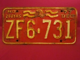 LICENSE PLATE Car Tag 1976 1977 MISSOURI 200 YRS ZF6 731 [Y13A - £5.26 GBP