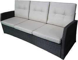 Christopher Knight Home Joanne Outdoor 3 Seater Wicker Sofa, Grey with B... - £299.05 GBP