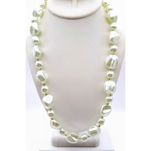 Baroque Faux Pearl Strand Necklace, Vintage Lustrous White Beads with Gold Tone - £44.74 GBP