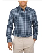 Lands&#39; End Mens Shirt Blue Check Button-Up Long Sleeves Wrinkle-Free Lig... - $60.33 CAD