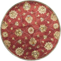 5 ft. 6 in. Round Wool Red Area Rug - £292.34 GBP