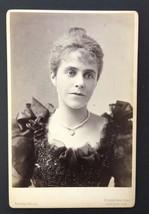 Antique Cabinet Card Elegant Victorian Lady Updo and Pearl Necklace Alfred Ellis - £12.78 GBP