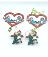 Vtg Raggedy Ann Andy Christmas Ornaments Resin Dancing Figure Wood Heart... - £11.66 GBP