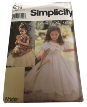 Simplicity Sewing Pattern 5216 Belle of the Ball Fancy Dress Wedding Girl 5-8 UC - £6.38 GBP