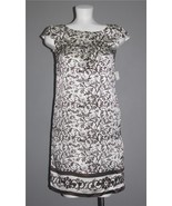 Gianni Bini Floral Cap Sleeve No-Waist Zip Back Lined Silk Shift Dress W... - $51.84 CAD