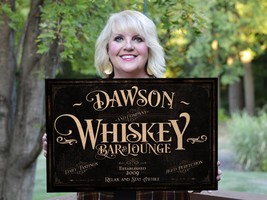 Whiskey Bar & Co. Canvas Sign | Personalized Whiskey Bar Sign | Bourbon Bar Canv - $29.00