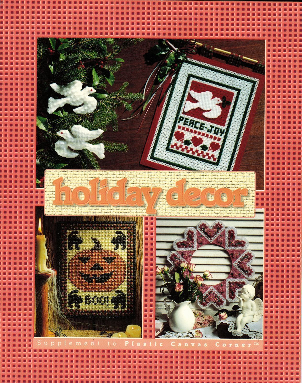 Plastic Canvas Halloween Jack O Lantern Wall Hanging Xmas Door Basket ...