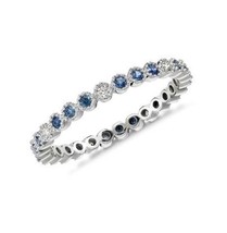 1.00Ct Round Cut Simulated Sapphire 925 Sterling Silver Wedding Eternity Ring - £62.11 GBP