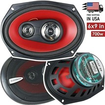 2X 6X9&quot; 1400 Watt Max Power 3-Way Red Car Audio Stereo Coaxial Speaker - £67.93 GBP