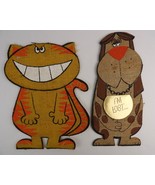 Pair Vintage Hallmark Greeting Cards Burlaff Cat &amp; Dog Mid-Century 12&quot; tall - £15.49 GBP