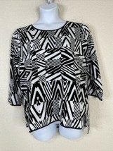 Calvin Klein Womens Size XL Blk/Wht Abstract Stretch Top 3/4 Sleeve - £8.40 GBP