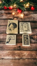 Christmas Holiday Wood Rubber Stamps Tree Wreath Invitation Angel Lot of 4 New - $32.60