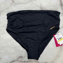 Vince Camuto High Waist Shirred Bikini Bottoms Black Size M News V21282 - £19.45 GBP