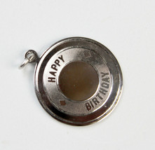Sterling Silver Happy Birthday Charm Vintage Flat Circle Style - £19.56 GBP