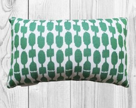 Pottery Barn Sunbrella Green Geometric Indoor Outdoor Pillow 10x22 Lumbar - $37.39