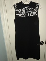 Vtg Black St. John Sport Sleeveless Women ANIMAL PRINT Dress Size P Wool... - $106.44