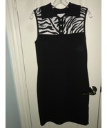 Vtg Black St. John Sport Sleeveless Women ANIMAL PRINT Dress Size P Wool... - £83.80 GBP