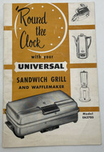 Universal Sandwich Grill Owners Manual Round The Clock Recipe Book Guide 21-2179 - $9.45