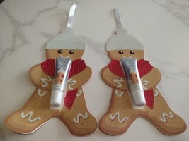 2x Bath &amp; Body Works Merry Cookie Lip Gloss Gingerbread Man Ornament Gift  - £15.09 GBP