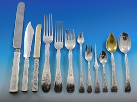 Lap Over Edge by Tiffany and Co Sterling Silver Flatware Set Service Acid Etched - £34,300.08 GBP