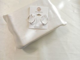 Giani Bernini 1&quot;Sterling Silver Satin Ball Hoop Earrings Hoop M459 $115 - £37.13 GBP