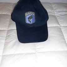Vintage BASS Patch Fishing Embroidered Fish Hat Navy Adjustable - $14.29