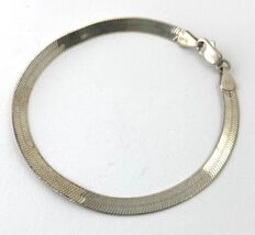 Sterling Silver Italian Herringbone Chain Bracelet 7&quot; - $14.24