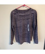 Croft &amp; Barrow Purple Cable Yoke Pullover Sweater Women&#39;s Large Knit Hea... - $23.01 CAD