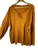 Old Navy XL Tunic Blouse Top Shirt Burnt Rust Orange Poet Flowy Womens - £29.26 GBP