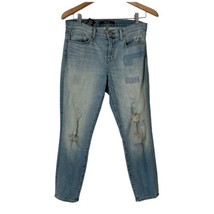 J Brand Low Rise Cropped Jeans Distressed Blue Denim Halo Destruct Women Size 29 - £27.37 GBP