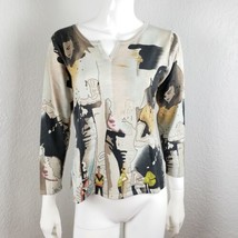 Mark Richards Silk Blend Sweater Wearable Art Pullover Women Sz L - £34.92 GBP