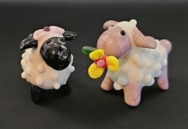 Pier 1 Imports Set of 2 Miniature Glass Sheep Oscar and Emmy - £17.11 GBP