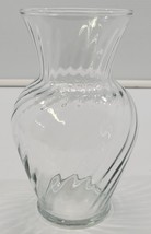 AP) Indiana Glass Company Optic Swirl Clear Flower Vase 7&quot; Tall - $9.89